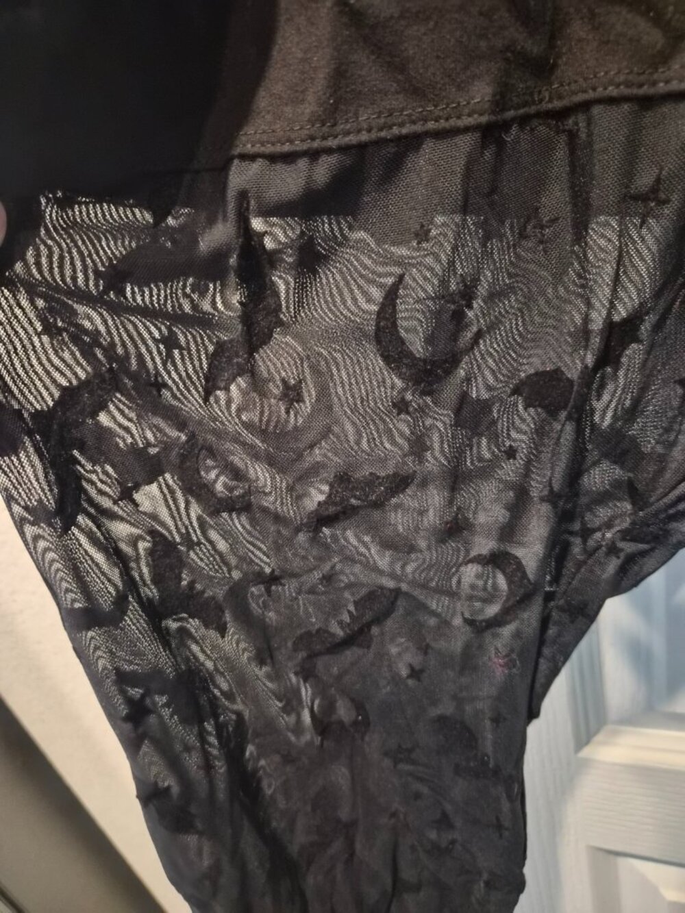 Torrid Goth Celestial Black Leggings Sheer Flocked Mesh Bats & Moons Size 4